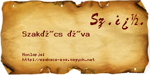 Szakács Éva névjegykártya
