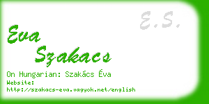 eva szakacs business card